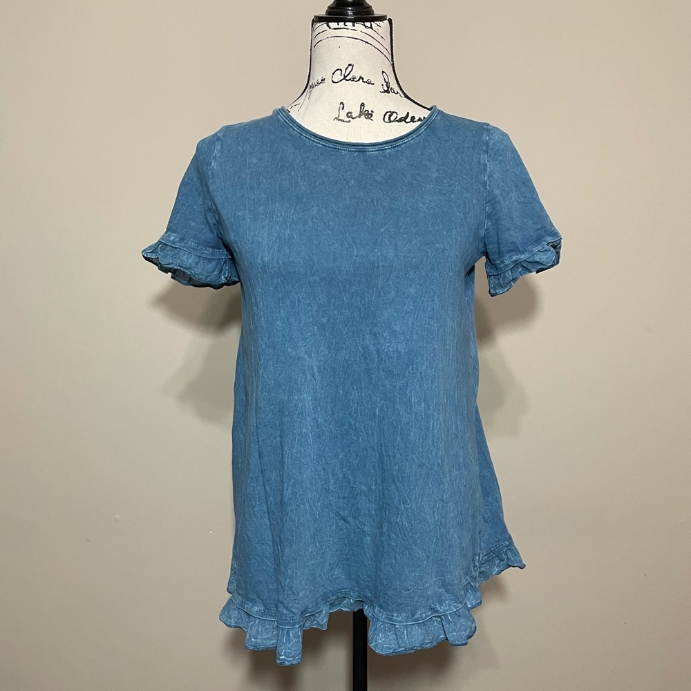 Altar’d State • Blue • Ruffle • Tee - Picture 2 of 5